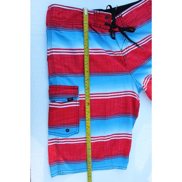 O'Neill Board Short Men's 31 Red/Blue Striped Logo Embroidered Beach Swim Surf - Picture 3 of 7